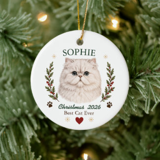 Décoration En Céramique Noël de chat persan personnalisé