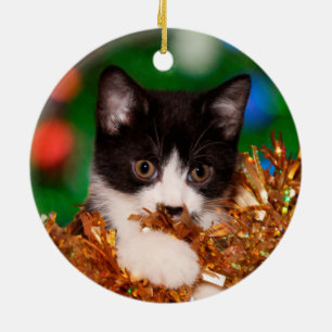 Décoration En Céramique Noël de chaton de smoking