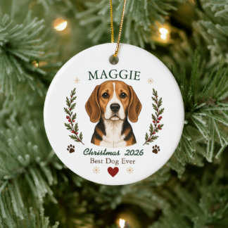 Décoration En Céramique Noël de chien Beagle personnalisé