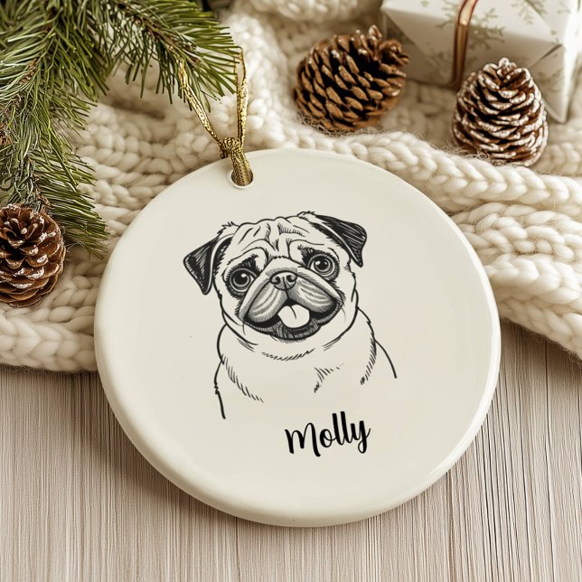 Décoration En Céramique Noël de chien Carlin personnalisé (Créateur téléchargé)