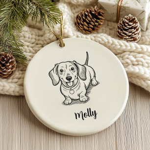 Décoration En Céramique Noël de chien Dachshund personnalisé