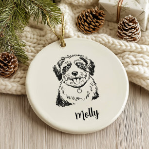 Décoration En Céramique Noël de chien de berger personnalisé