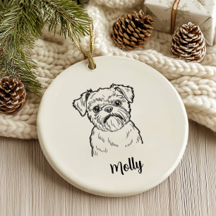 Décoration En Céramique Noël de chien de Bruxelles personnalisé