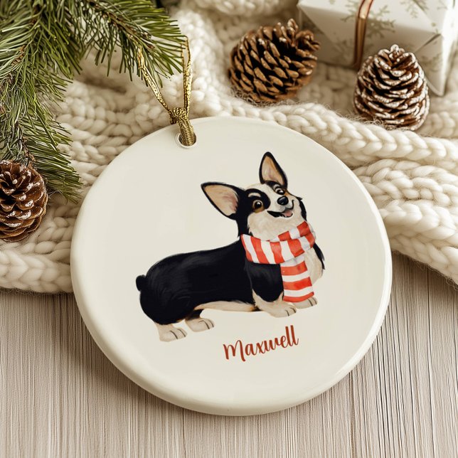 Décoration En Céramique Noël de Chien de Corgi (Créateur téléchargé)