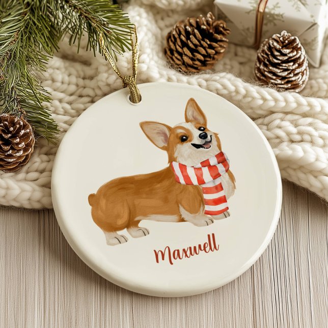 Décoration En Céramique Noël de Chien de Corgi (Créateur téléchargé)