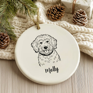 Décoration En Céramique Noël de chien Goldendoodle personnalisé