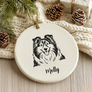 Décoration En Céramique Noël de chien Sheltie personnalisé