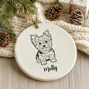 Décoration En Céramique Noël de chien Yorkie personnalisé