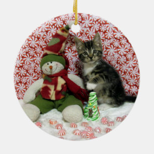 Décoration En Céramique Noël de délivrance de chat de chaton de bandit