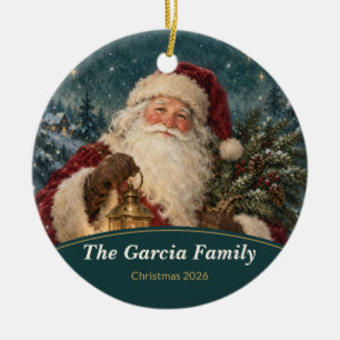 Décoration En Céramique Noël de famille personnalisé avec le Père Noël