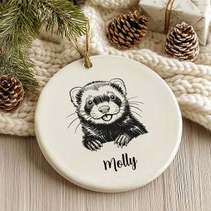 Décoration En Céramique Noël de furet personnalisé