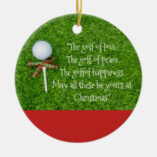 Décoration En Céramique Noël de golf avec balle de golf et tee de ruban