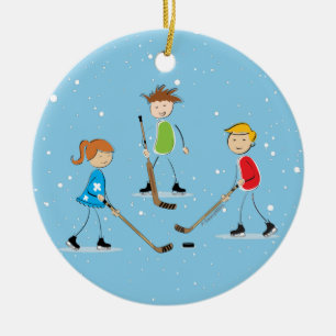 Décoration En Céramique Noël de hockey Kids Pond