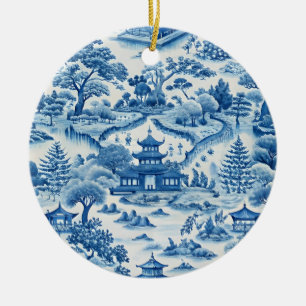 Décoration En Céramique Noël de la chinoiserie bleue et blanche