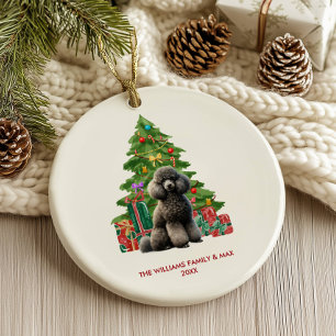 Décoration En Céramique Noël de la famille du chien de caniche