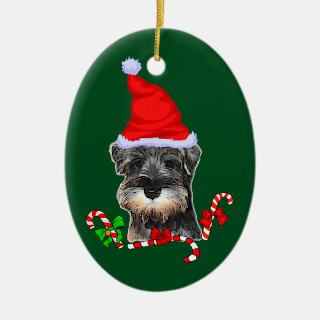Décoration En Céramique Noël de la mignonne miniature Schnauzer (Devant)