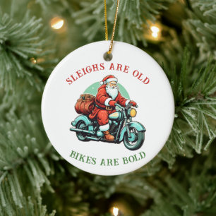 Décoration En Céramique Noël de la moto Santas Joyride