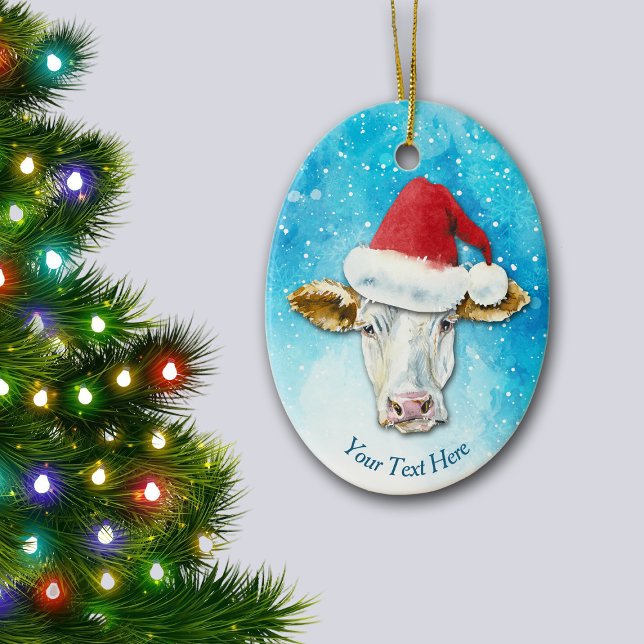 Décoration En Céramique Noël de la vache blanche du Père Noël (Créateur téléchargé)