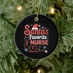 Décoration En Céramique Noël de l'infirmière préférée de Santa 