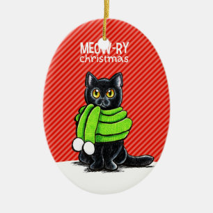 Décoration En Céramique Noël de Meow-relais d'écharpe de chat noir