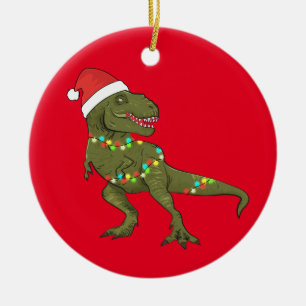 Décoration En Céramique Noël de Noël de Père Noël T-Rex Dinosaur