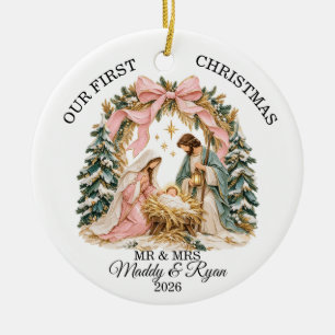 Décoration En Céramique Noël de notre union, notre premier Noël en tant qu