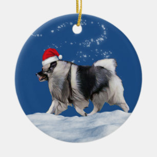 Décoration En Céramique Noël de Père Noël de Keeshond
