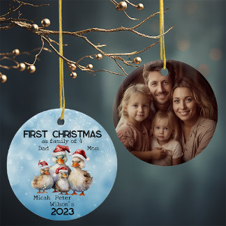 Décoration En Céramique Noël de première année en famille de 4 Canards Fam