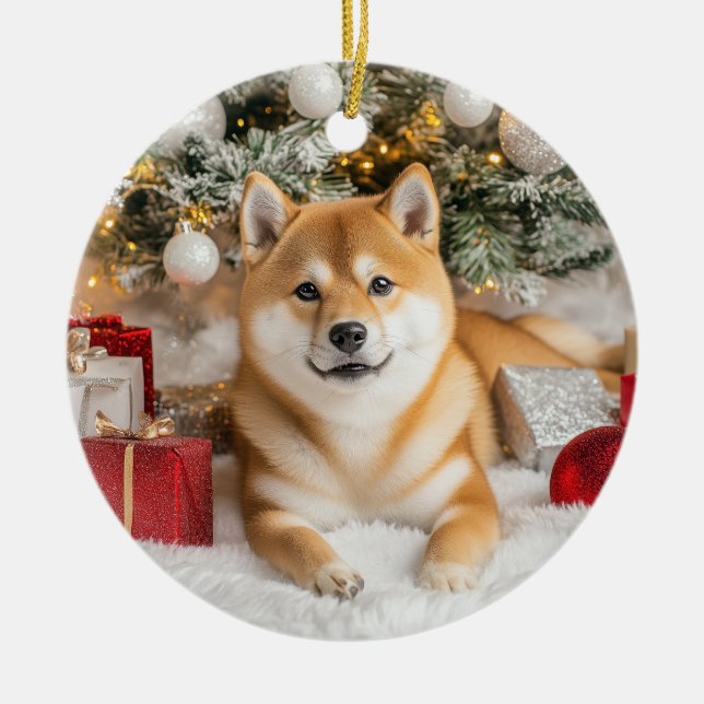 Décoration En Céramique Noël de Shiba Inu (Devant)