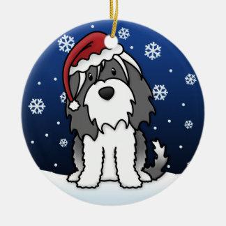 Décoration En Céramique Noël de Terrier tibétain de bande dessinée de