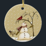 Décoration En Céramique Noël des motoneiges et des oiseaux rouges<br><div class="desc">"De notre maison à la vôtre" Ornement de Noël Snowman - mignon bonhomme de neige lunaire avec oiseau rouge dans un arbre vendant des promenades en traîneau. Personnalisez avec vos propres informations. Si vous devez déplacer le texte ou modifier la taille, la police ou le texte, cliquez sur Customiser !...</div>