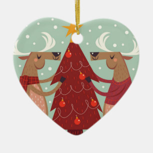 Décoration En Céramique Noël des rennes vintages