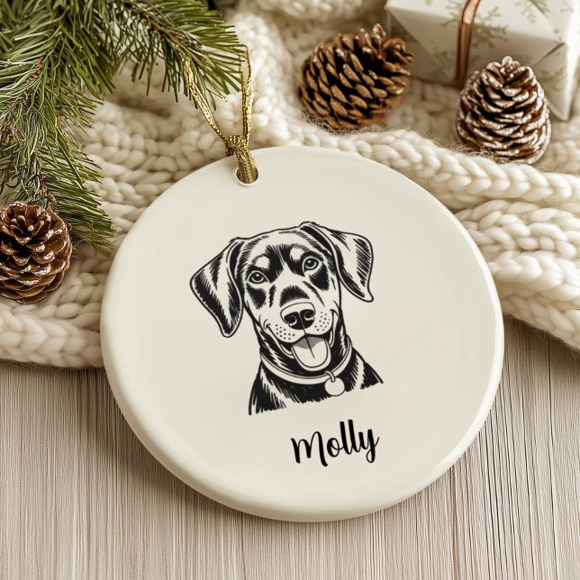 Décoration En Céramique Noël Dobermann Chien Personnalisé (Créateur téléchargé)