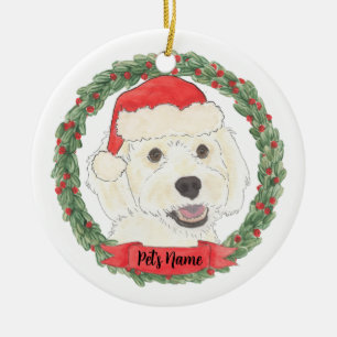 Décoration En Céramique Noël Doodle Crème Blanche Personnalisé