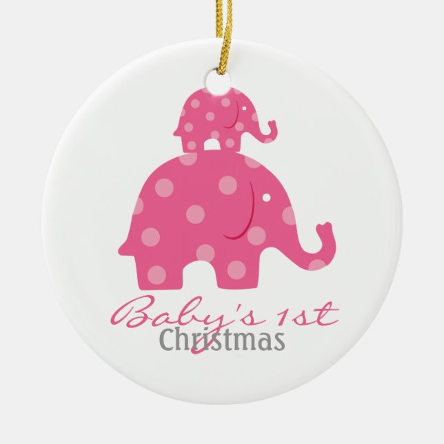 Décoration En Céramique Noël du bébé de bébé premier - éléphants (Devant)