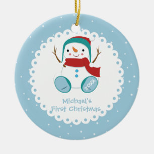 Décoration En Céramique Noël du bébé personnalisé par garçon de bonhomme