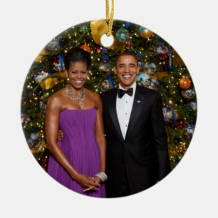 Décoration En Céramique Noël du président Barack Obama et de Michelle
