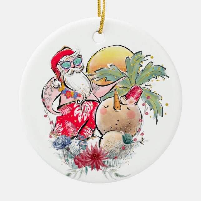 Décoration En Céramique Noël du Sud | Hot Holly Jolly Santa Claus (Devant)