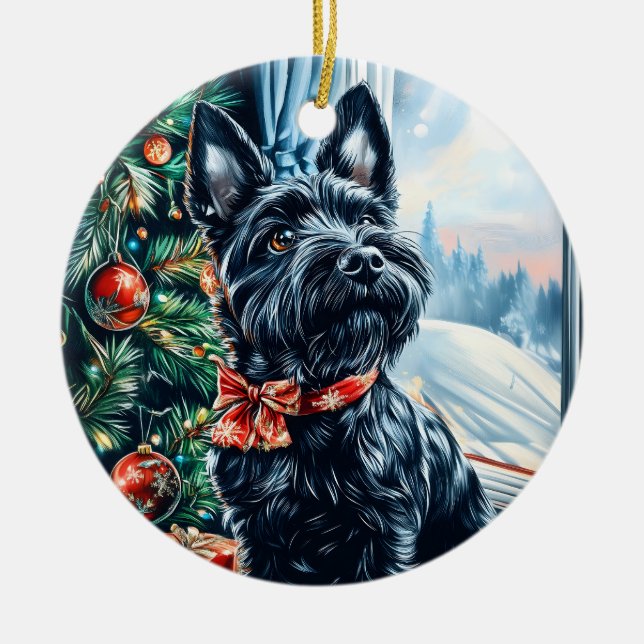 Décoration En Céramique Noël écossais Terrier (Devant)