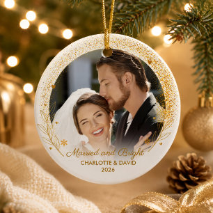 Décoration En Céramique Noël élégant de première photo de couple nouvellem