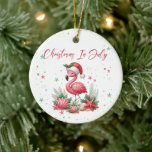 Décoration En Céramique Noël en Flamant rose juillet<br><div class="desc">Envisagez une scène charmante où un délicieux flamant rose, orné d'un chapeau de Père Noël festif, pose gracieusement à côté d'un éventail d'étoiles de mer, de coquillages et de coraux. L'ensemble est baigné d'harmonieuses nuances de vert et de rose, ce qui en fait le motif parfait pour une fête de...</div>