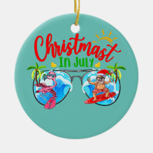 Décoration En Céramique Noël En Juillet Lunettes de soleil Père Noël Surfe