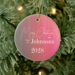 Décoration En Céramique Noël en juillet Nom de famille et année