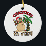 Décoration En Céramique Noël en juillet Snowman Sand Beach<br><div class="desc">Noël cool en juillet design avec bonhomme de neige en sable debout à côté du palmier</div>