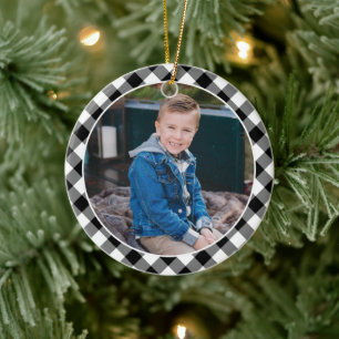 Décoration En Céramique Noël Enfant Photo Plaid Buffalo Noir