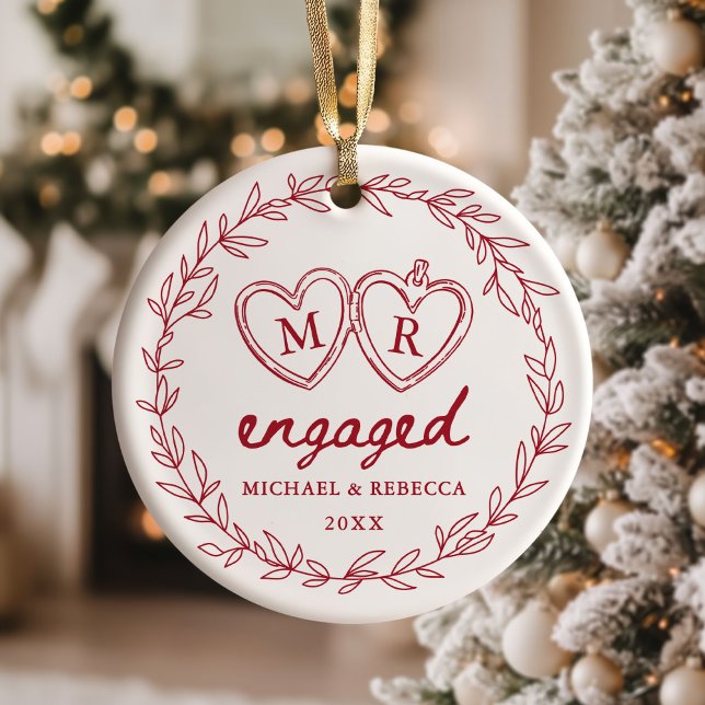 Décoration En Céramique Noël engagé dessiné à la main rouge (Créateur téléchargé)