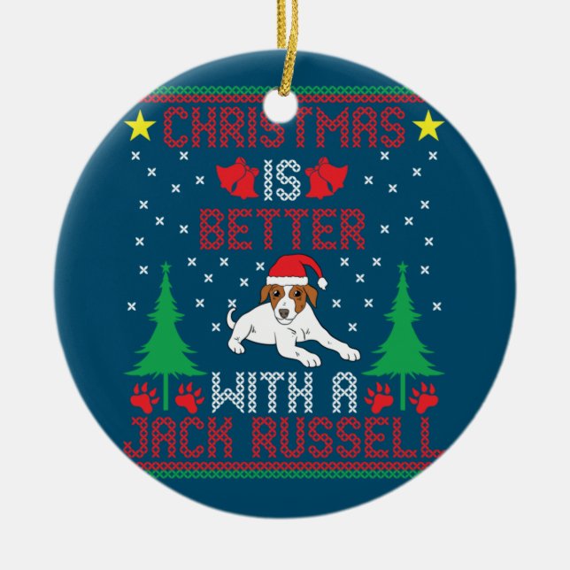 Décoration En Céramique Noël Est Mieux Avec Jack Russell Terrier Ug (Devant)
