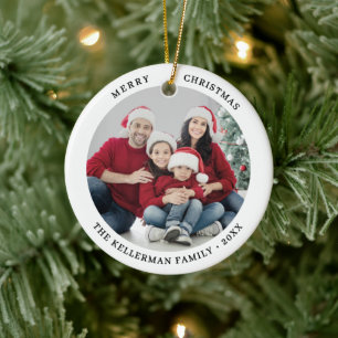 Décoration En Céramique Noël familial double face personnalisé avec deux p