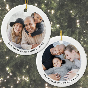 Décoration En Céramique Noël familial double face personnalisé avec deux p