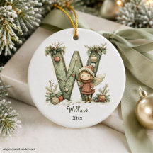 Noël Fée Cosy Initial Personnalisé des Fêtes 